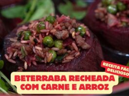 Beterraba Recheada com Carne e Arroz